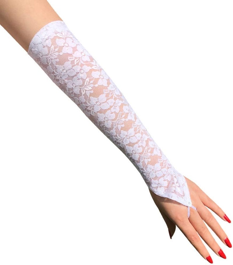 Latious Lace Gloves Black Fingerless Long Floral Gloves 1920s Party Prom Bridal Glove for Women and Brides Elbow Length - Image 3
